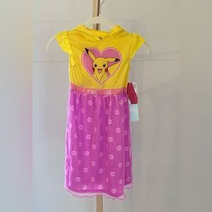 Pokemon Pikachu Girls Nightgown Yellow Pink XS NWT